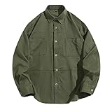 WAZHAKU Cargo Business Hemd Herren Langarm Slim Fit Freizeithemden Business Hemd Langarmhemd Bequem Button Down Strandhemd Einfarbige Hemden Herbst Winetr Casual Baumwollhemd mit Tasche