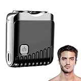 Mini Rasierer Herren Elektrisch, 2025 Neu Tragbarer Shaver Doppelkopf, Portable Elektrorasierer Abwäschbar Rasierer Herren Rotierender Tiefenreinigung Shaver Men (Schwarz)