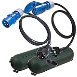 CEE Adapter Kabel Schuko Stecker Kupplung Schutzbox Set 1,5m - Camping Zubehör Boot Wohnmobil Wohnwagen Garten - Gummikabel H07RN-F 3x2,5mm² 230V 16A Stromadapter blau Stromkabel