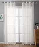 2er-Pack Ösen Gardinen Transparent Vorhang Set Wohnzimmer Voile Ösenvorhang Bleibandabschluß HxB 245x140 cm Creme, 203322