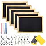 5 Stück Kreidetafel a4 mit Holzrahmen - Schiefertafel zum Beschriften 20 x 30 cm Kreidetafeln Tafel Klein Aufhängen Und 2 Schwamm