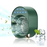 Luftkühler mit Verdunstungskühlung, Mini Klimaanlage Akku Portable, Mini Ventilator USB 4 in 1, Mobile Klimagerät ohne Abluftschlauch Leise Klimaanlage Mobil Klimagerät Conditioner Air Purifier (Grün)