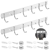 WYYFXY® 2 Stück Küche Hakenleiste Edelstahl Kleiderhaken Wand Garderobenleiste Wandgarderobe für Garderobe Schlafzimmer Schrank Badezimmer Küche, Silber (6 Haken)