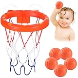 Baby Badewannenspielzeug:5 Bälle ohne Löcher + Basketballkorb mit starkem Saugnapf.Badespielzeug für Kleinkinder oder Kinder/Jungen oder Mädchen.Spielzeug-Set für Wohnzimmer,Badezimmer,Schlafzimmer