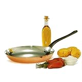 Baumalu - Bratpfanne aus verzinntem Kupfer - Für alle Herdarten außer Induktion - Schnelles Kochen - Festes Gusseisen-Griff - Traditionelles französisches - Ø24cm - Kupfer, Silber und Schwarz