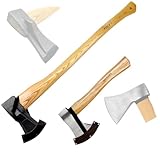 Xforst Spaltaxt & Universalaxt Set – Forstaxt X-SA2 (80 cm, 2,6 kg, Eschenholzstiel) & Universalaxt X-UW800C (Hickorystiel) inkl. Axtscheiden – Robuste Äxte für Waldarbeiten, Bushcraft & Garten