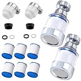 MytaYt 2pcs Wasserhahn Filter Transparenter Wasserfilter Wasserhahn 360° Drehbar Wasserhahnfilter mit Austauschbar PP-Baumwollfilterelement, für Home Badezimmer, Küche, Spüle