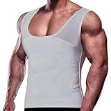 GKVK Herren-Kompressions-Shirt für Bauchmuskeln, schmal, für Brust, Bauchmuskeln, Tanktop, Unterhemd, GRAU, L