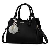 IGOLUMON Handtasche Damen Mittelgroß Tasche Leder Henkeltasche Damen-Henkeltaschen Tote Bag Handtaschen Taschen Schultertaschen Umhängetasche Schultertasche Damenhandtaschen Schwarz