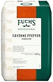 Fuchs Professional - Cayenne Pfeffer gemahlen | Scharfes Gewürz für Chili con Carne | Profi-Qualität für Großverbraucher und Gastronomie | 1 kg im recyclebaren Beutel