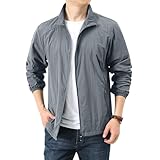 Generisch Herren Jacke Windbreaker Langarm Reißverschluss Übergröße Leicht Freizeitjacke Dünne Frühling Sportlich Allwetterjacke 01-Dunkelgrau L