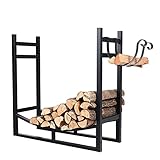 Brennholzregal Aus Metall,Holzaufbewahrungs-Organizer,Kaminholz-Staplerständer,Holzaufbewahrungsständer,Stapel-Organizer,Zur Aufbewahrung Von Brennholz Am Kamin (Schwarz,84 X 33 X 76 cm)