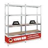 PROREGAL Mega Deal 2X Kellerregal Gorilla | HxBxT 180x90x40cm | Fachlast 175kg | Verzinkt | Garagenregal Schwerlastregal Werkstattregal Lagerregal Steckregal