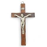 La Balestra - Wandkreuz - Wandbild - Kreuz - Made in Italy - Christus und INRI 999 Silber plattiert - Wandkreuz aus Holz - 17 x 9,5 cm - Wohnzimmer