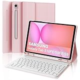 Tastaturhülle für Samsung Galaxy Tab S10 FE/S9 FE 10,9 Zoll / S9 11 Zoll, AZERTY, Französisch, abnehmbare Bluetooth-Tastatur, mit Stifthalter, für Samsung Galaxy Tab S10 FE 2025/S9 FE/S9 2023, Rosa