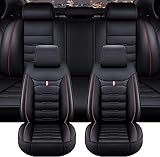 Auto Sitzbezüge Für Audi A4 B7 Avant/A4 B8/A4 B8 S/A4 B8 Sport/A4 B8 Tuning, Autositzbezüge Leder，Wasserdicht, Atmungsaktiv, 5-Sitzer, Bequemes Fahren(Black red)