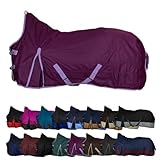 RL24 - Weidedecke High Neck Basicline 600D – Regendecke & Übergangsdecke – wasserdichte Outdoordecke mit Kreuzbegurtung – Pferdedecke in Lila – Größe 135cm (Polarfleecefutter)