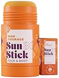 MON COURAGE Sun Stick LSF30+ [DERMATOLOGISCH GETESTET] Wasserabweisende Sonnencreme mit UVA/UVB Schutz - Unsichtbarer Sunscreen Stick - Natürliche Sonnencreme mit pflanzlichen Wirkstoffen