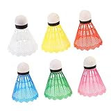 PEPLAYTAL 6 Stück Bunte Badmintonbälle mit Schaumstoff Kopf Stabiler Federball für Leichtes Farbenfrohe Federbälle für Freizeit und Training Zufällige Farbe Zufällige Farbe