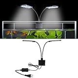 SENZEAL X7 LED Aquarium Beleuchtung Zwillinge Aquarium Lampe Zwei Köpfe LED Licht 220V 15W 1600LM für 8 bis 15 Zoll Fisch Tank Weißes Licht