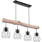 GLOBO Design Decken Hänge Leuchte Holz Balken Pendel Spot Ess Zimmer Retro Gitter Lampe 15326-4N