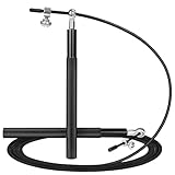 HUANR Springseil Erwachsene, 300 cm Langes Springschnur, Hüpfseil mit 360° Kugellager, Verstellbar Profi Springseil, mit Rutschfest Strukturiertem Griff, für Sprung- und Ausdauertraining