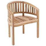 Nexos Trading DIVERO Bananenstuhl Gartenstuhl geschwungen Teak Holz bequemer Sitzkomfort - massiv edel stilvoll besonderes Design handgemacht (unbehandelt)