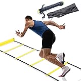 AMJKEJI Koordinationsleiter, Agility Ladder mit Robusten Sprossen 6m Agility Leiter Fußball Trainingsleiter Sport Leiter Koordinationstraining für Fussball Training