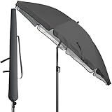 4smile Sonnenschirm Strand SunnyJoy, Anthrazit - UPF 50+ Strandschirm Ø 180 cm, sicherer Sonnenschutz Strand, Strandschirm windfest stabil - Sonnenschirm mit Schutzhülle
