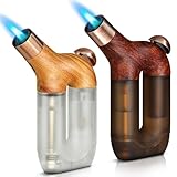 WANBRO 2 Stück Jet Flamme Feuerzeug, Winddicht & Einstellbar Butangas nachfüllbar Feuerzeuge, Mini Sturmfeuerzeug Feuerzeug Mehrzweck für Herde, Kerzen, Grillen (Kein Gas)