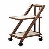 Mobiler Rollwagen mit feststellbaren Rädern, Massivholzrahmen, Organizer, Aufbewahrungsregal, 50 kg Tragkraft für Küche und Wohnzimmer