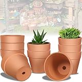 Mockotta 10 Stück 10 X 8 cm Tontöpfe Klein, Terrakotta Topf, Kleine Tontöpfe zum Basteln, Kleine Blumentöpfe, Blumentöpfe zum Bemalen, Tontöpfe Klein mit Abflussloch, Wiederverwendbar Tontopf