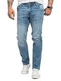 Lorenzo Loren Herren Jeans Regular Fit Stretch Jeans Männerhose Herrenjeans Denim Hosen Herrenhose Straight Cut Stonewashed LL-4001 Blau W44 L32
