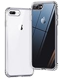 ONES iPhone 8 Plus / 7 Plus HD Durchsichtig Dünn Hart Hülle『Stoßfest Airbag』『Erhöhte Kanten Schutz Kamera Bildschirm』[Anti-Gelb] [rutschfest], PC + TPU Hybrid Silikonhülle für Apple 5,5 Zoll