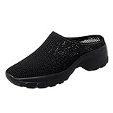 Lomhmn Damen Casual Komfort Wildleder Stilvolle Freizeitschuhe Damen Frühling und Herbst Mode Orthopädische Flying Knit Half Slippers Dicke Sohle Schuhe Trendy Slip On Freizeitschuhe Slip on Schuhe