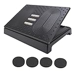 HEEPDD Unter Dem Schreibtisch Fußstützenhöhe Einstellbar 5 Position Anti Slip 16,54x12,2 Zoll PP Plastik -Fußhocker mit Massagestruktur für Büroflugzeugfahrten (Black)