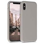 kwmobile Hülle kompatibel mit Apple iPhone X Hülle - Silikon Handy Case - Handyhülle weiche Oberfläche - kabelloses Laden - Taupe