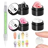 3D Gel | 4 Farben Gel Nagelkleber Für Maniküre - Wasserloser Nagelschmuck Formkleber Für Damen Und Mädchen Mit French Tips, Strasssteinen, Folie Und Für Home Salon Pediküre