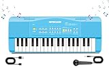 ACVCY Keyboard Kinder ab 3 Jahre, Tragbare Multifunktions Kinder Keyboard 37 Tasten mit Mikrofon, Musikspielzeug Klaviertastatur Lernspielzeug Geschenk für Jungen Mädchen 3 4 5 6 Jahre, Blau