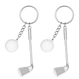 TIESOME 2 Stück Schlüsselanhänger mit Golfschläger und Golfbälle, Golf Geschenke fuer Maenner Golf Zubehör Kreative Golfball Schlüsselring Geschenk für Golfer