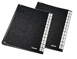 Esselte 629997 PultOrdner (A4, 24 Fächer, 24 Plastik-Taben mit Einsteckschildern, A-Z, Sichtlöcher, schwarze Hartpappe) schwarz (Schwarz | A-Z, 2er Set)
