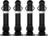 asdchZen Sicherheitspoller, Parkplatzpoller, Verkehrsleitplanken Aus Stahl, Absperrpfosten, Warnkegel Für Einfahrten, Schwarze, Flexible Bodenabsperrpfosten, Robuste Verkehrswarnkegel, 4Er-Pack