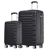 TRVLMORE Koffer & Trolleys - Koffer Set, Kofferset 2 Teilig, Handgepäck Koffer, Hartschalenkoffer Groß, Reisekoffer mit Rollen Groß - Trolley Handgepäck - Handgepäck Trolley 55x36x20 - Schwarz