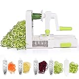 SternSinn Spiralschneider Hand für Gemüsespaghetti Spiralschneider Gemüse mit Behälter Gemüseschneider Würfelschneider 5 Austauschbare Klingen Gemüsespaghetti Gemüsehobel für Karotte Gurke Zucchini