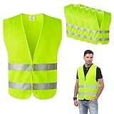 Bowfar 6er Warnwesten Auto EN ISO 20471:2013-Pannenweste Warnweste Gelb 360° Reflektierend Unfallwesten Sicherheitswesten Waschbar Universal Größe Auto, Pkw, LKW…