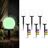 Lumiled 6 Stück Solar Gartenleuchte Solarlampe Solarkugeln für Garten Außen Leuchtkugel Kugel mit Erdspieß Dämmerungssensor Außenleuchte Wegeleuchte rauch LED IP44 Warmweiß ∅10
