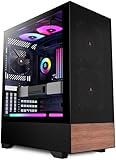 KEDIERS PC Gehäuse ATX Vorinstallation 3 Lüfter NO-LED, Mid Tower ATX Computer Gehäuse mit Glas,Schwarz Gaming PC Gehäuse, H3