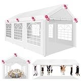 COBIZI Pavillon 3x6m, Partyzelt 3x6m Wasserdicht Stabil, mit PE-Plane inkl, Erdnägel und Seile, Metall Gartenzelt, UV-Schutz 50+ Luxus Hochzeitszelt Festzelt, Weißes Zelt