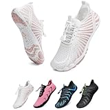 Barfußschuhe Traillaufschuhe Herren Damen Wasserschuhe Bades Barfusss Schwimms Strands Schnell Trocknend Atmungsaktiv rutschfest Unisex(Weiß orange 41)