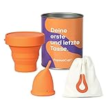 PapayaCup - Flexibelste und bequemste Menstruationstasse - Anatomische und weiche Tasse - Ideal für Frauen mit vaginaler Empfindlichkeit, auch nach der Geburt (S mit Sterilisator)